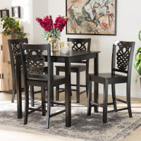 Baxton Studio RH339P-Dark Brown-5PC Pub Set Gervais Modern and Contemporary Transitional Dark Brown Finished Wood 5-Piece Pub Set